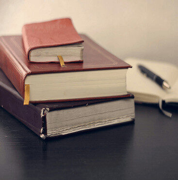 Law books on desk